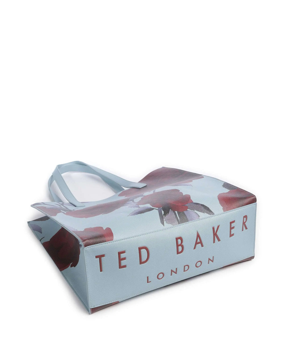 Ted Baker Rose Print PU Large Icon Tote Bag | Mid Blue