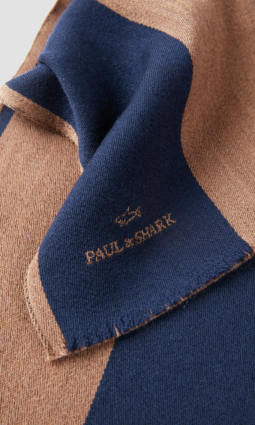 Paul & Shark Logo-jacquard Bicolor Wool Scarf | Navy/Tan