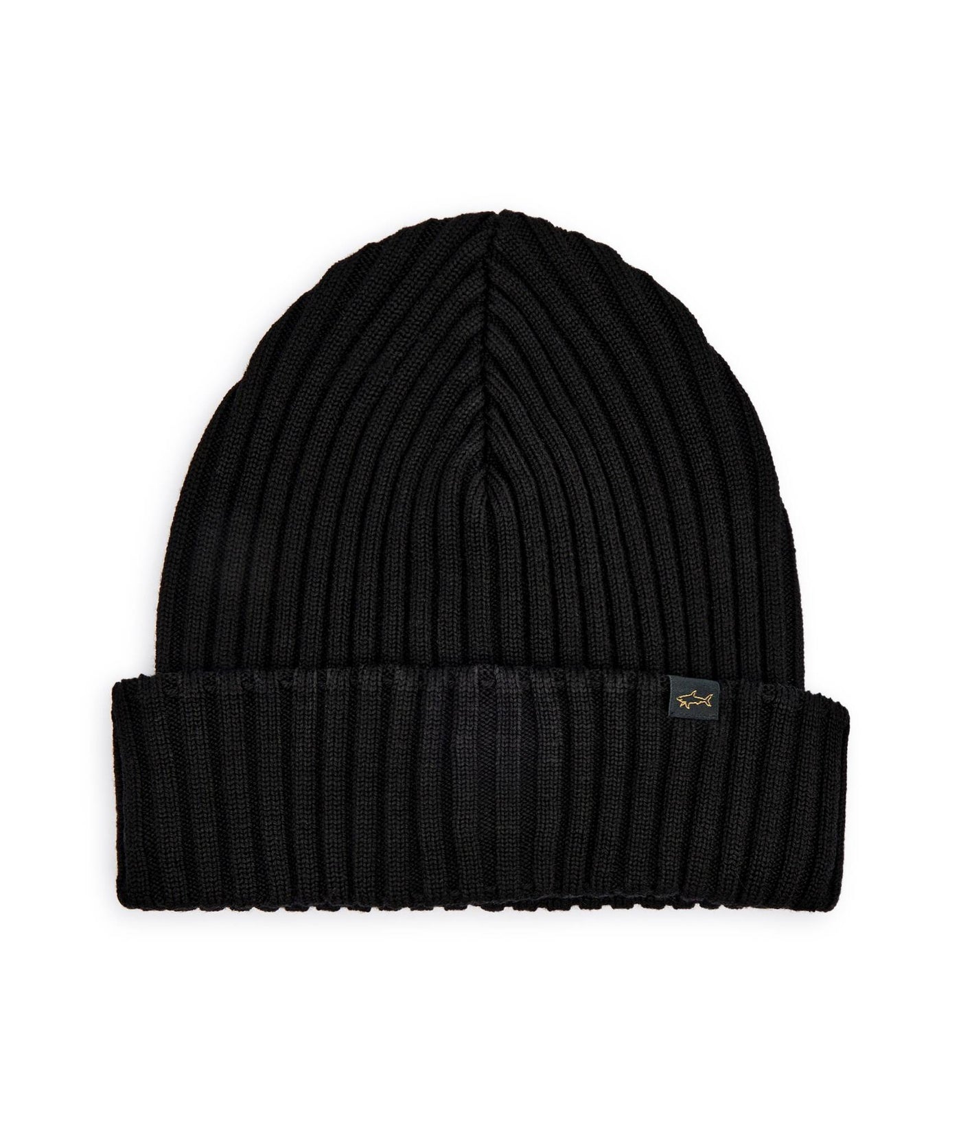 Paul & Shark Shark Tag Soft Cool Touch Wool Beanie | Black
