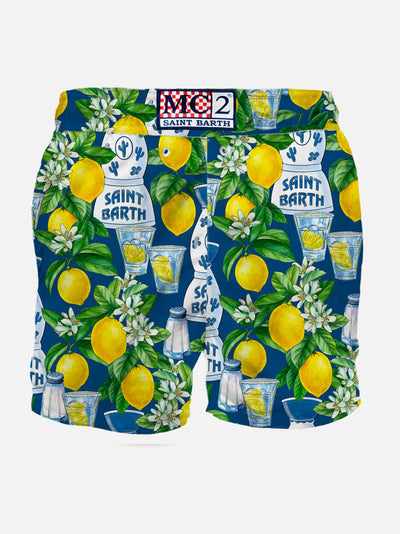 MC2 Saint Barth Mid Length Swim-shorts | Navy/Yellow