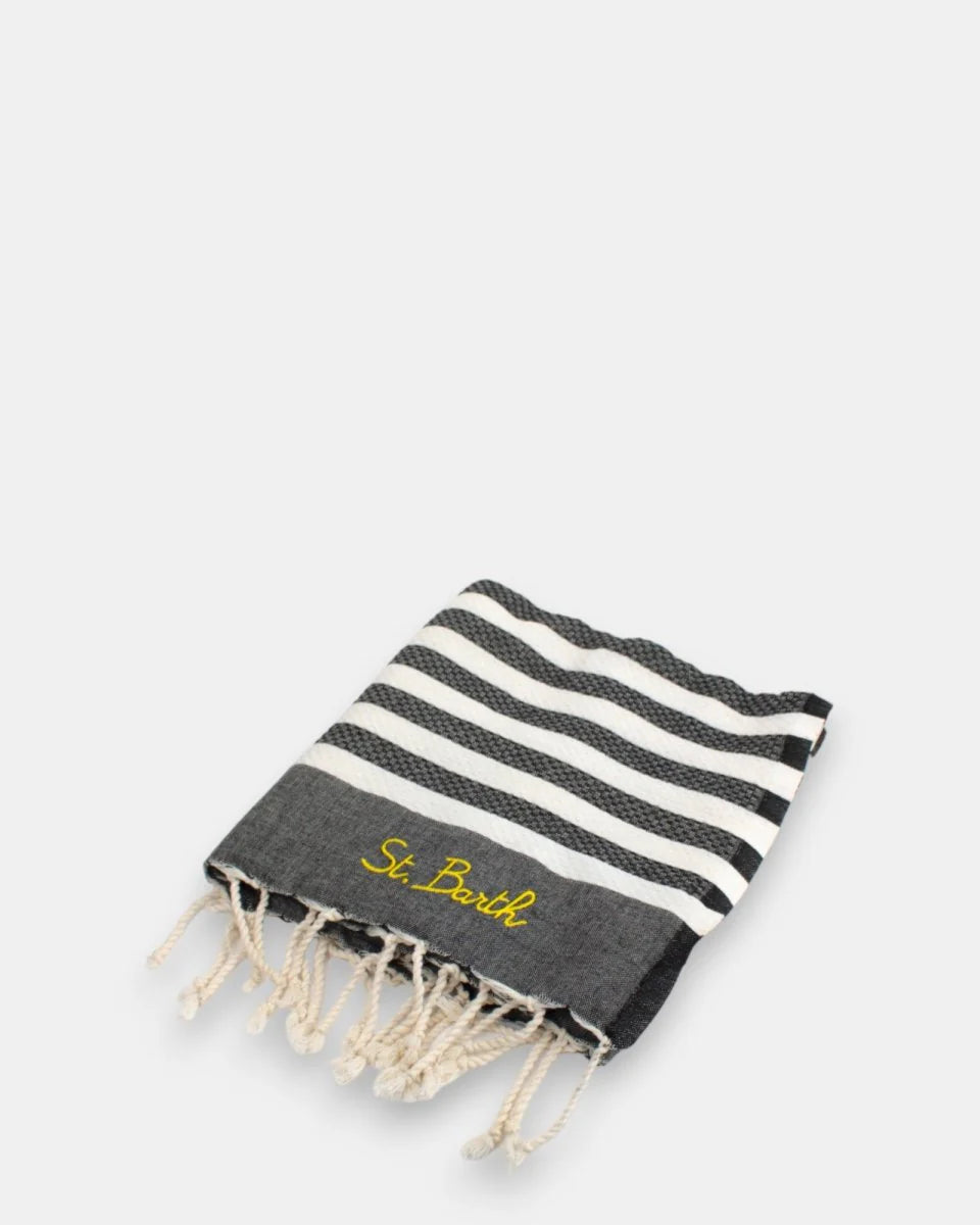 MC2 Saint Barth Fouta Classic Towel with Stripes | Black