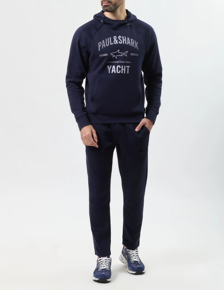 Paul & Shark Printed Logo XSoft Fleece Cotton Hoodie | Navy
