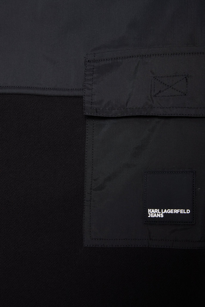 Karl Lagerfeld Men's Relaxed Mixed Sweatershirt | Black