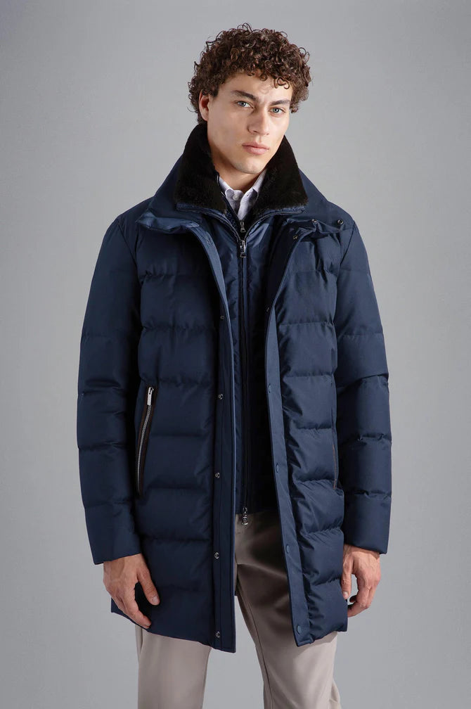 Paul & Shark Re-Goose Down Save the Sea Parka with Shark Fin | Navy