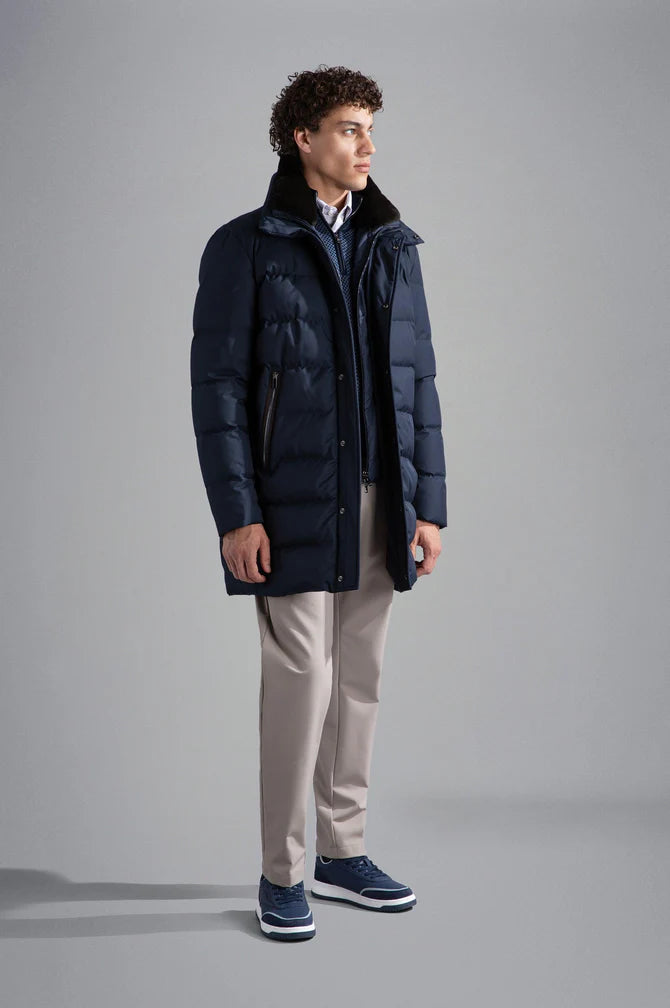 Paul & Shark Re-Goose Down Save the Sea Parka with Shark Fin | Navy