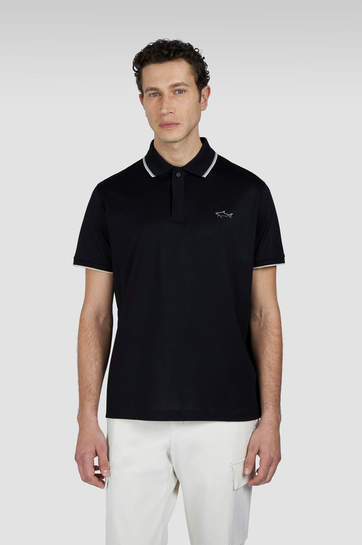 Paul & Shark Double Mercerised Jersey Cotton Polo | Black