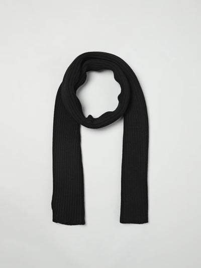 Paul & Shark Moon Badge Soft Cool Touch Wool Scarf | Black