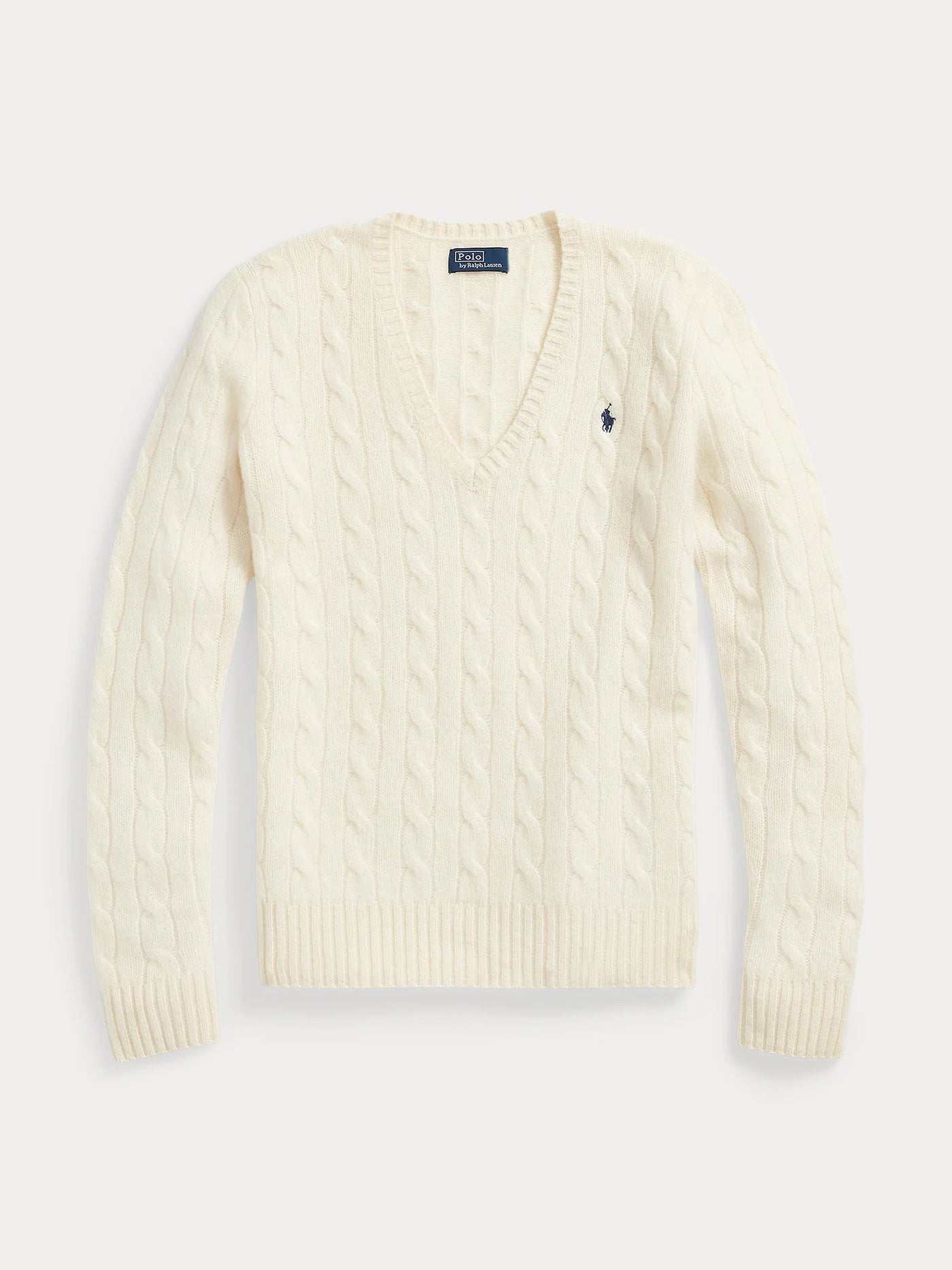 Ralph Lauren Cable-Knit Wool-Cashmere V-Neck Jumper | Authentic Cream