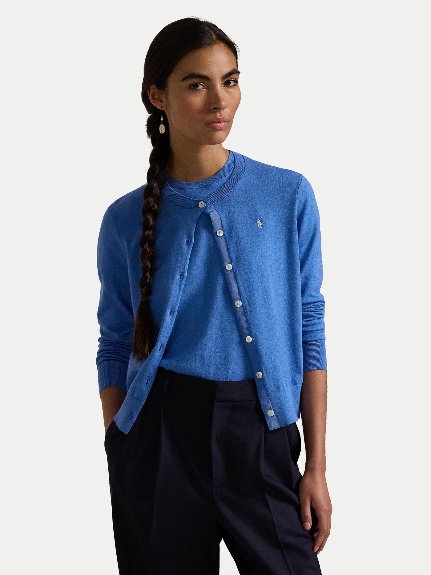 Ralph Lauren Cotton-Blend Cardigan | Pond Blue