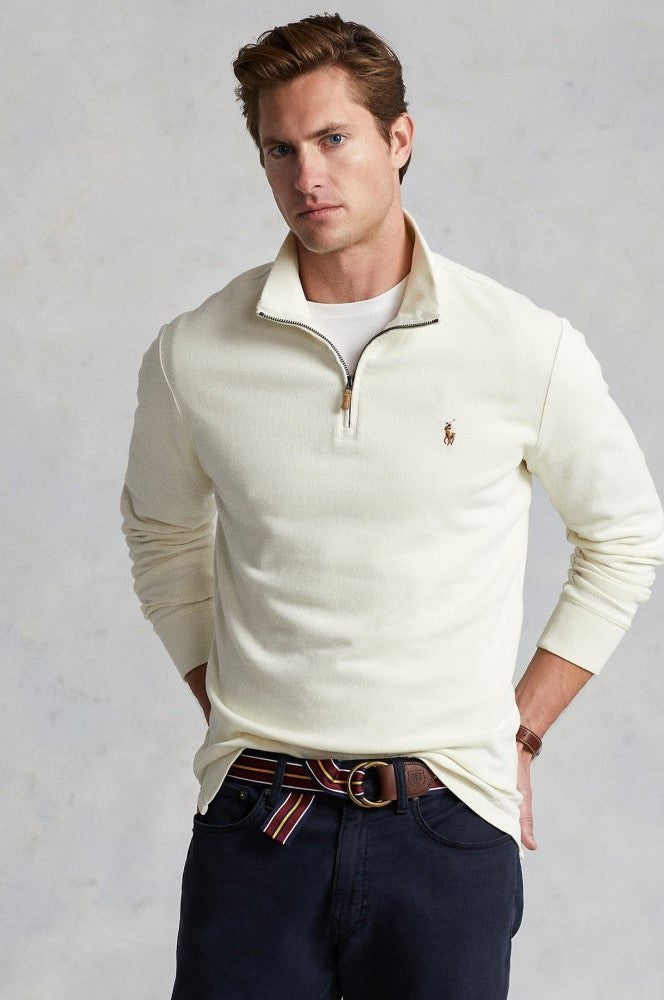 Ralph Lauren Estate-Rib Quarter-Zip Pullover | Cream