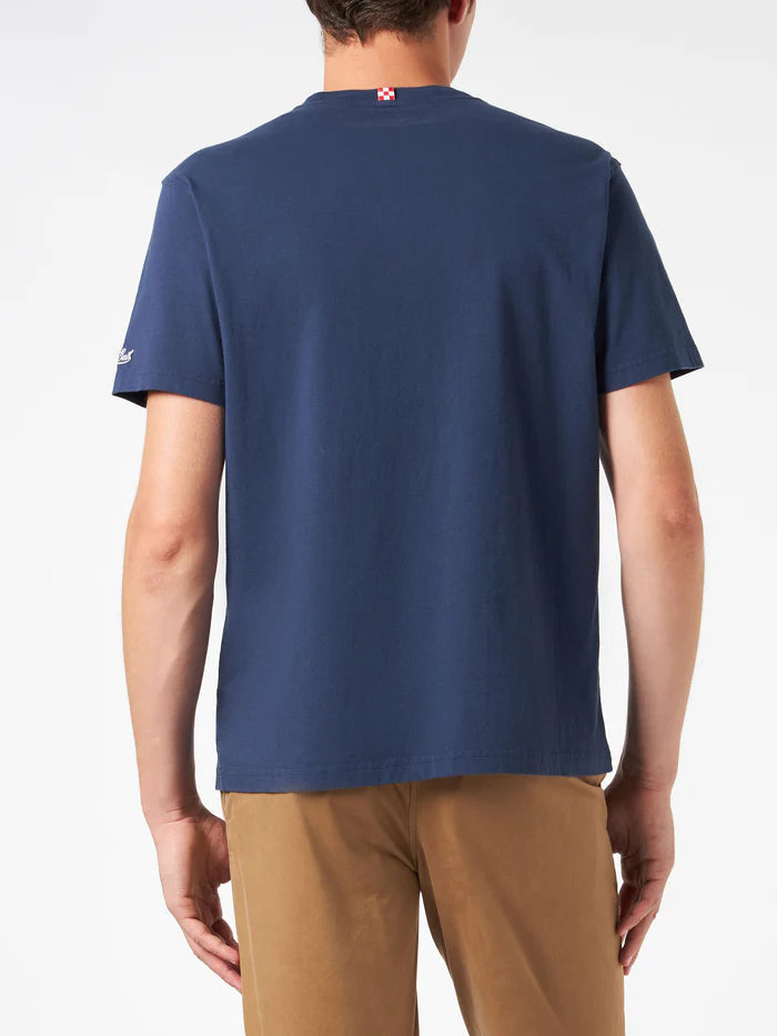 MC2 Man Heavy Cotton T-shirt with Latin Rover Embroidery | Navy