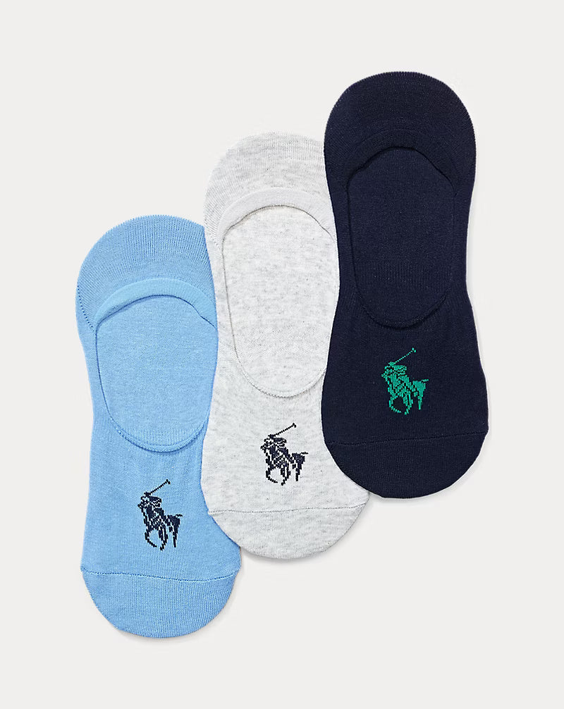 Ralph Lauren Men's Big Pony No-Show-Liner 3-Pack | Blue/Grey/Sky