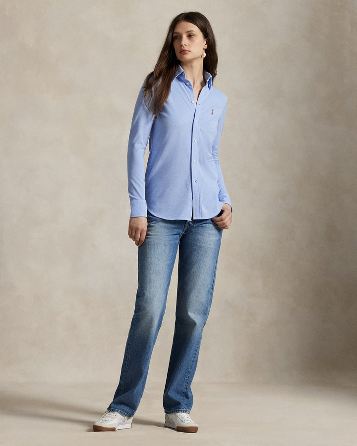 Ralph Lauren Slim Fit Knit Cotton Oxford Shirt | Harbor Blue