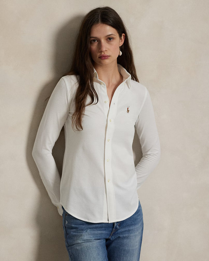 Ralph Lauren Slim Fit Knit Cotton Oxford Shirt | White