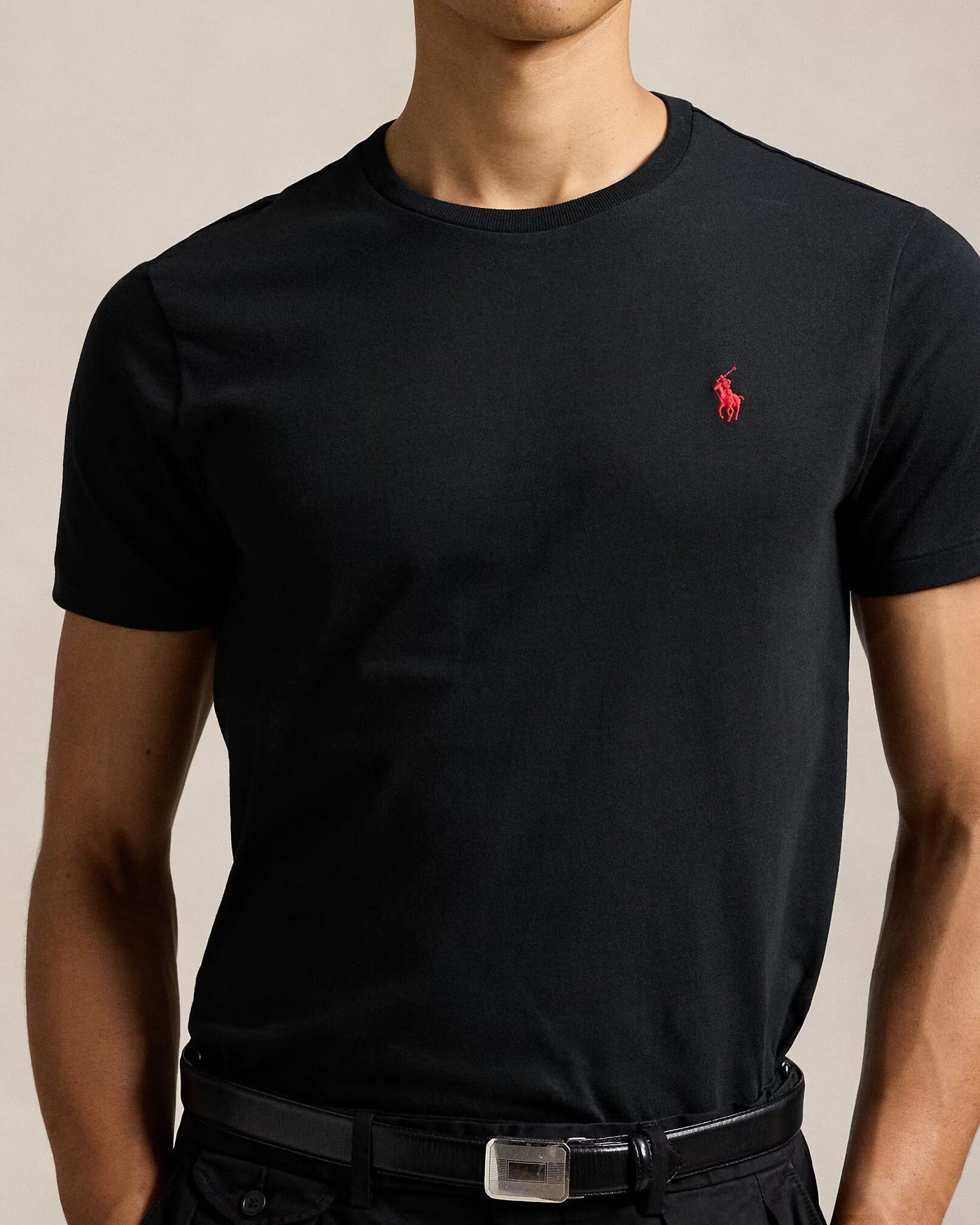 Ralph Lauren Custom Slim Fit Jersey Crewneck T-Shirt | Black