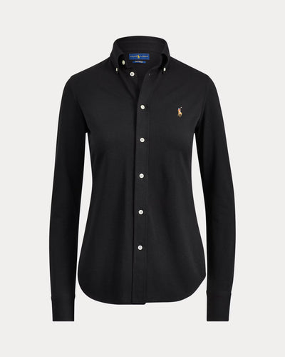 Ralph Lauren Slim Fit Knit Cotton Oxford Shirt | Black