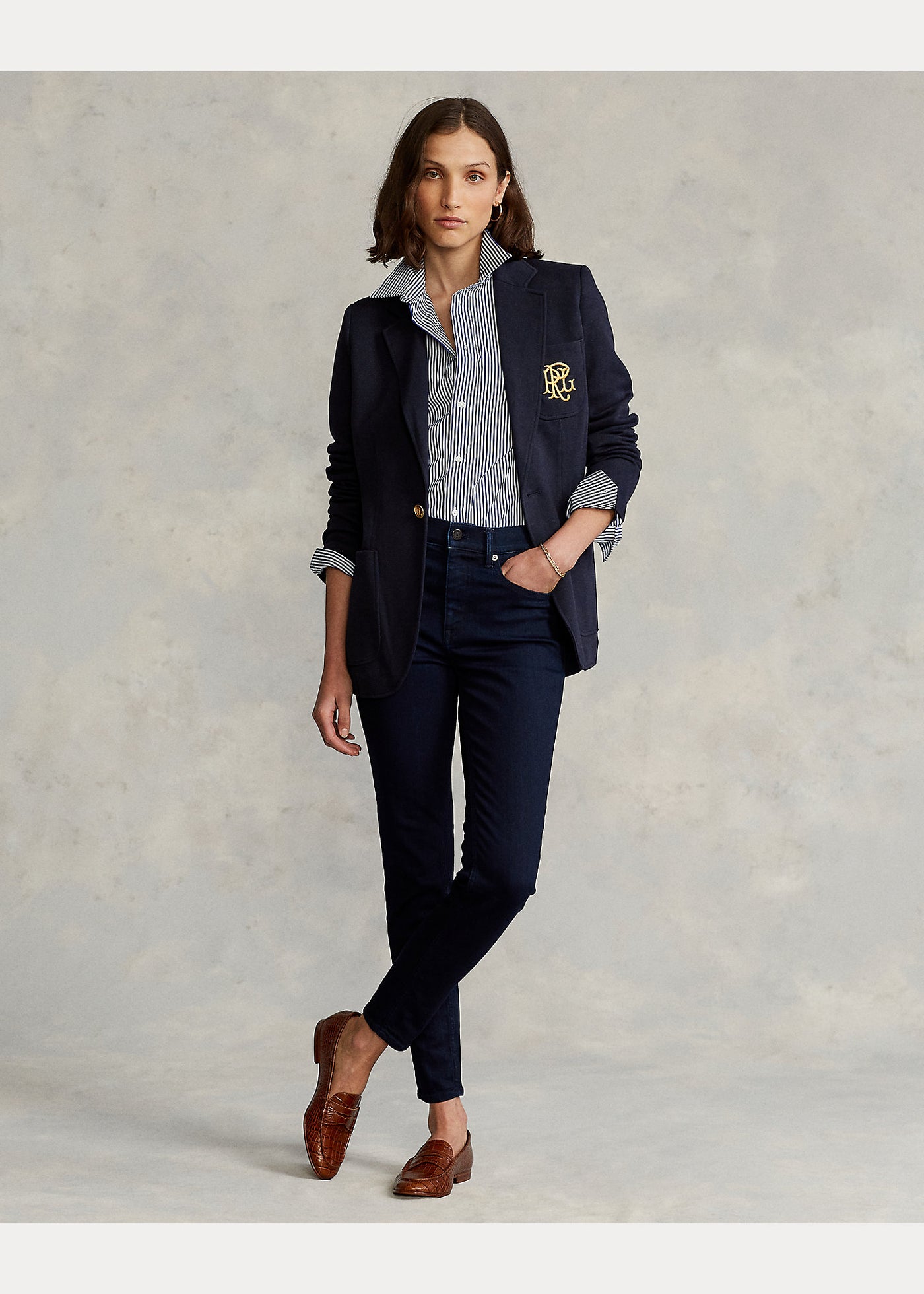 Ralph Lauren Double-Knit Jacquard Blazer | Navy