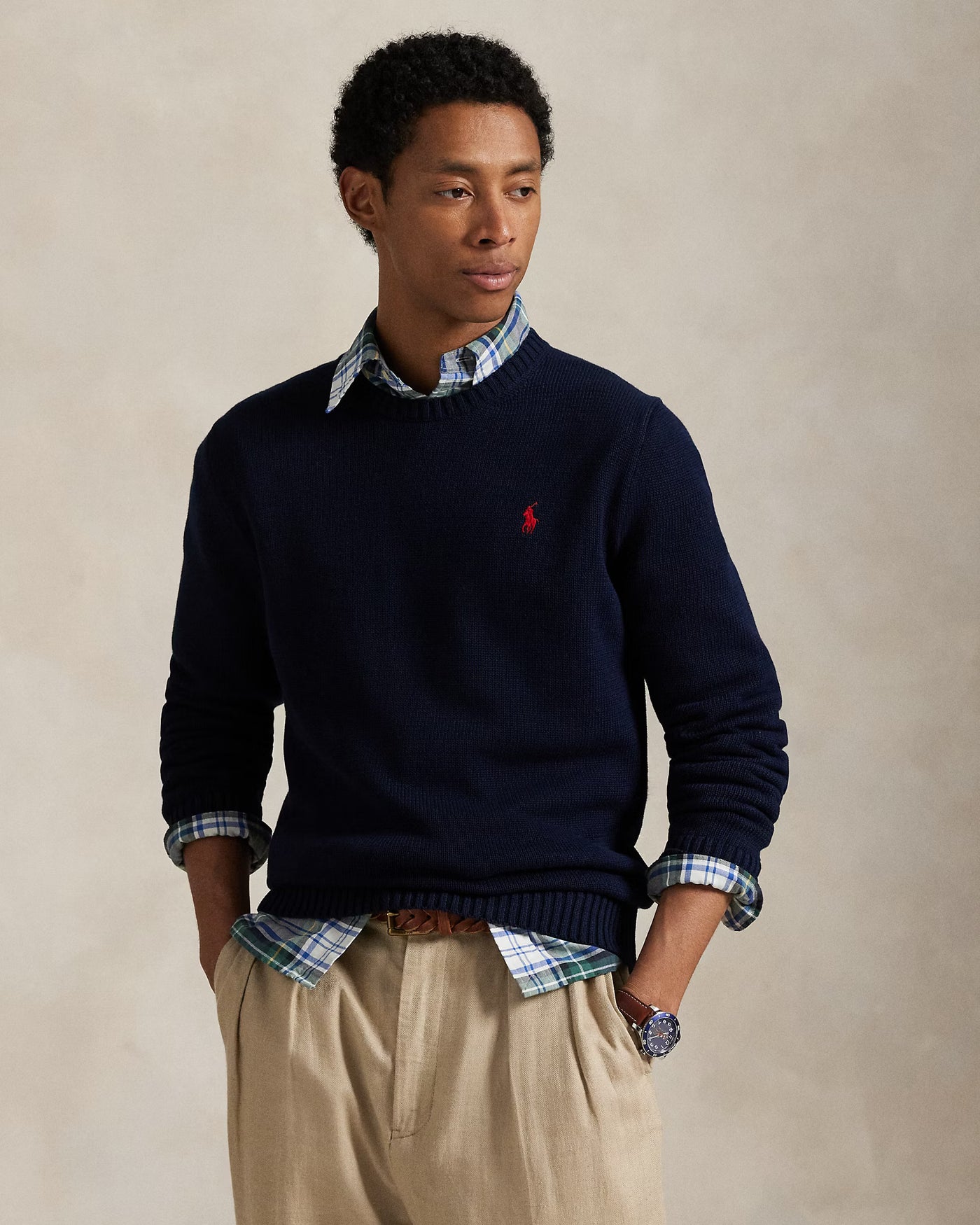 Ralph Lauren Cotton Crewneck Jumper | Hunter Navy