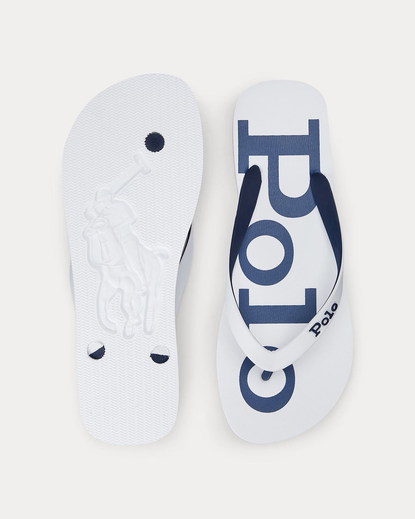 Ralph Lauren Bolt Logo Flip-Flop | White/Navy