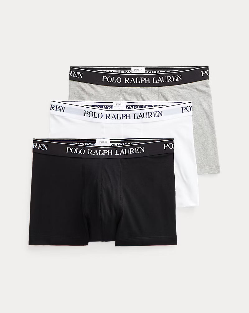 Ralph Lauren Stretch Cotton Trunk 3-Pack | Black/White/Grey