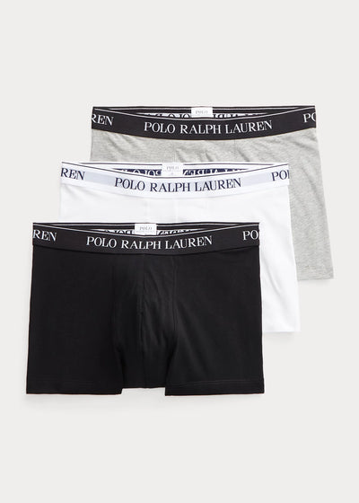 Ralph Lauren Classic Stretch-Cotton Trunk 3-Pack | Black/White/Grey