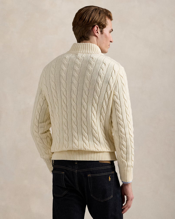 Ralph Lauren Cable-Knit Cotton Quarter-Zip Jumper | Cream