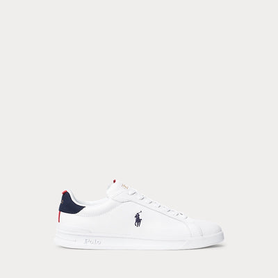 Ralph Lauren Heritage Court II Leather Women's Trainer | White/Navy/Red