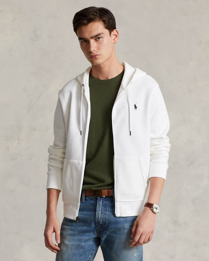 Ralph Lauren Double-Knit Full-Zip Hoodie | White