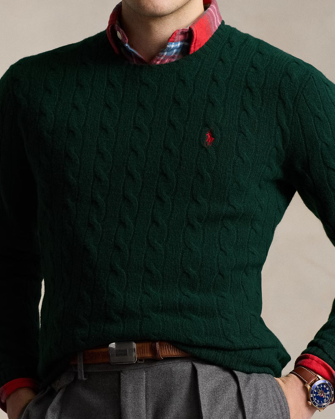 Ralph Lauren Cable-Knit Wool-Cashmere Jumper | Green