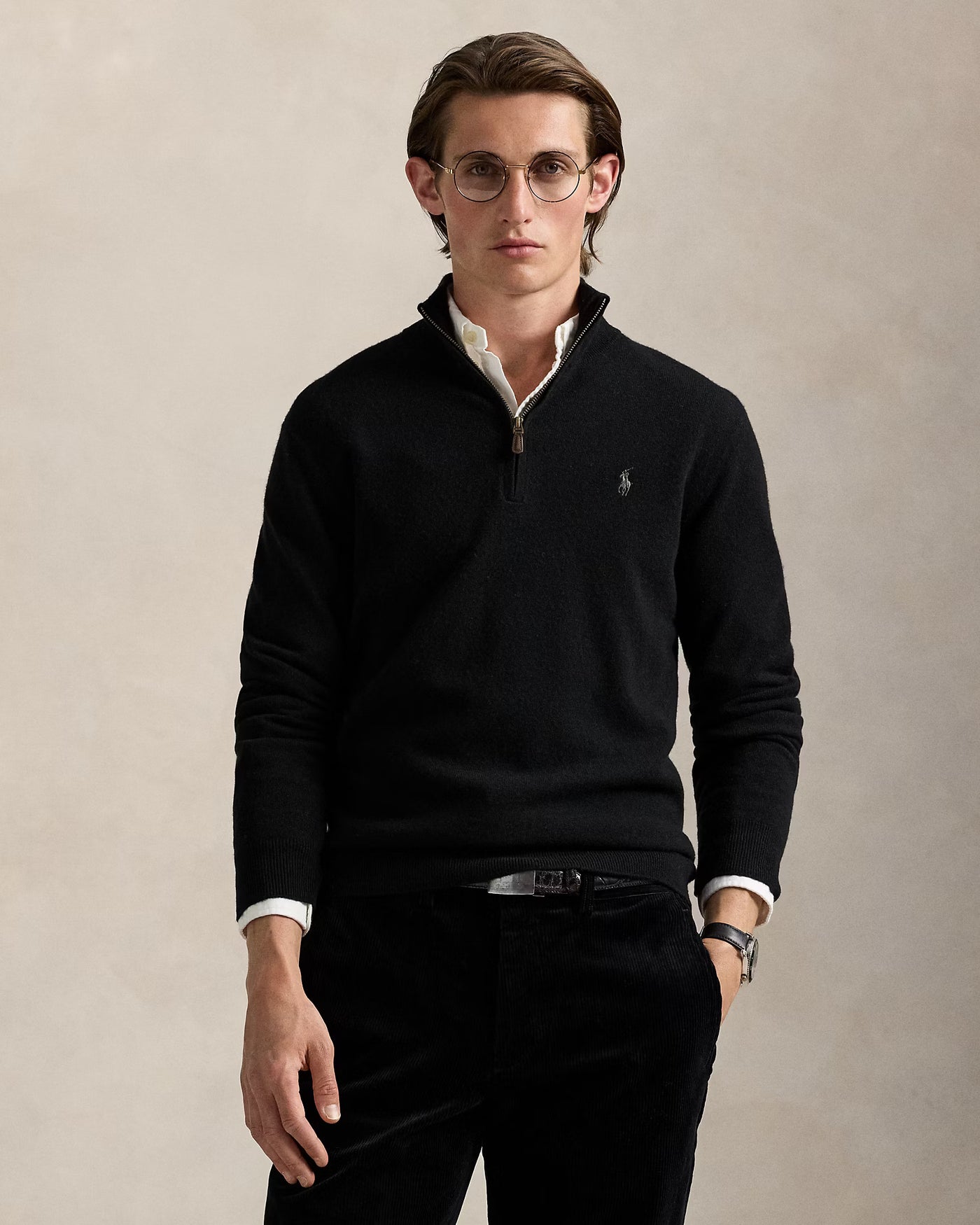 Ralph Lauren Wool Quarter-Zip Jumper | Black