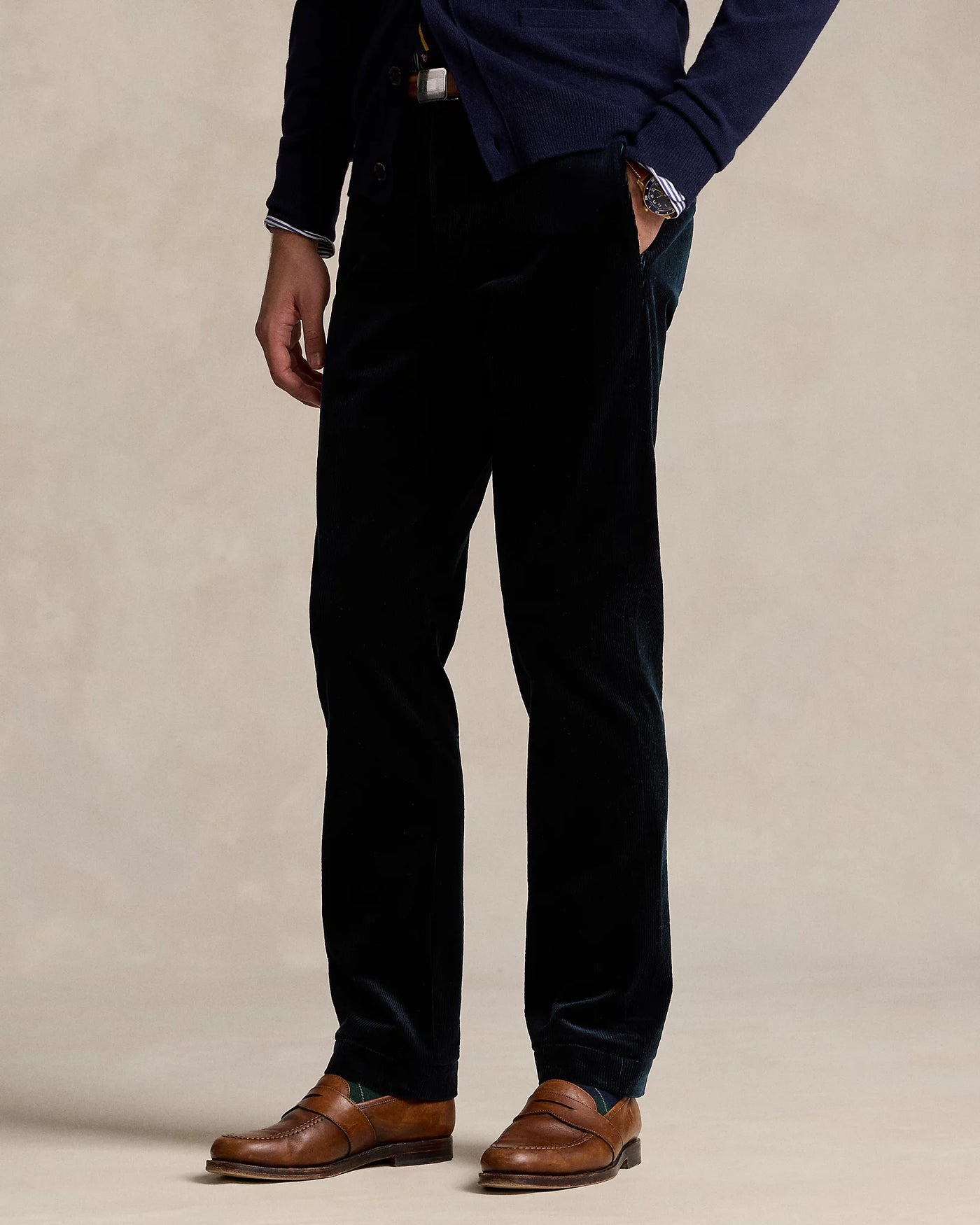 Ralph Lauren Stretch Straight Fit Corduroy Trouser | Aviator Navy