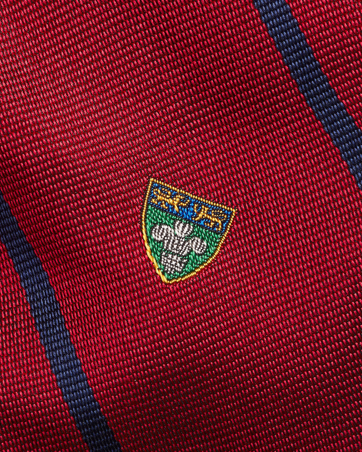 Ralph Lauren Striped Silk Repp Narrow Club Tie | Red