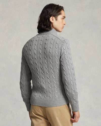 Ralph Lauren Cable-Knit Cotton Full-Zip Jumper | Grey