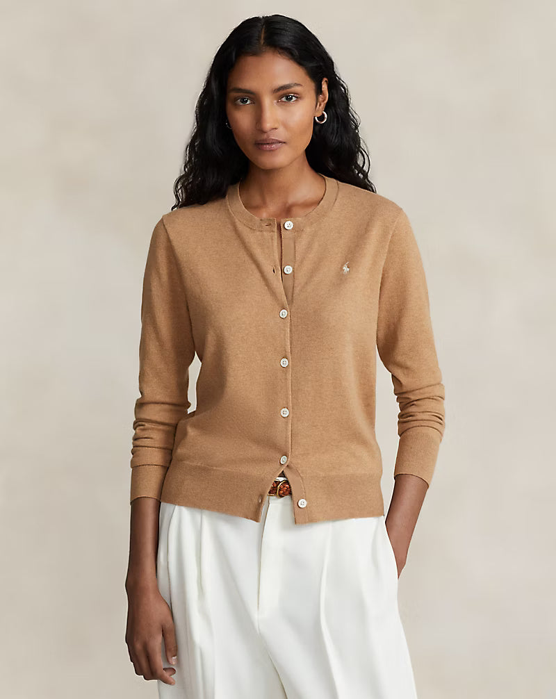 Ralph Lauren Cotton-Blend Cardigan | Camel Melange