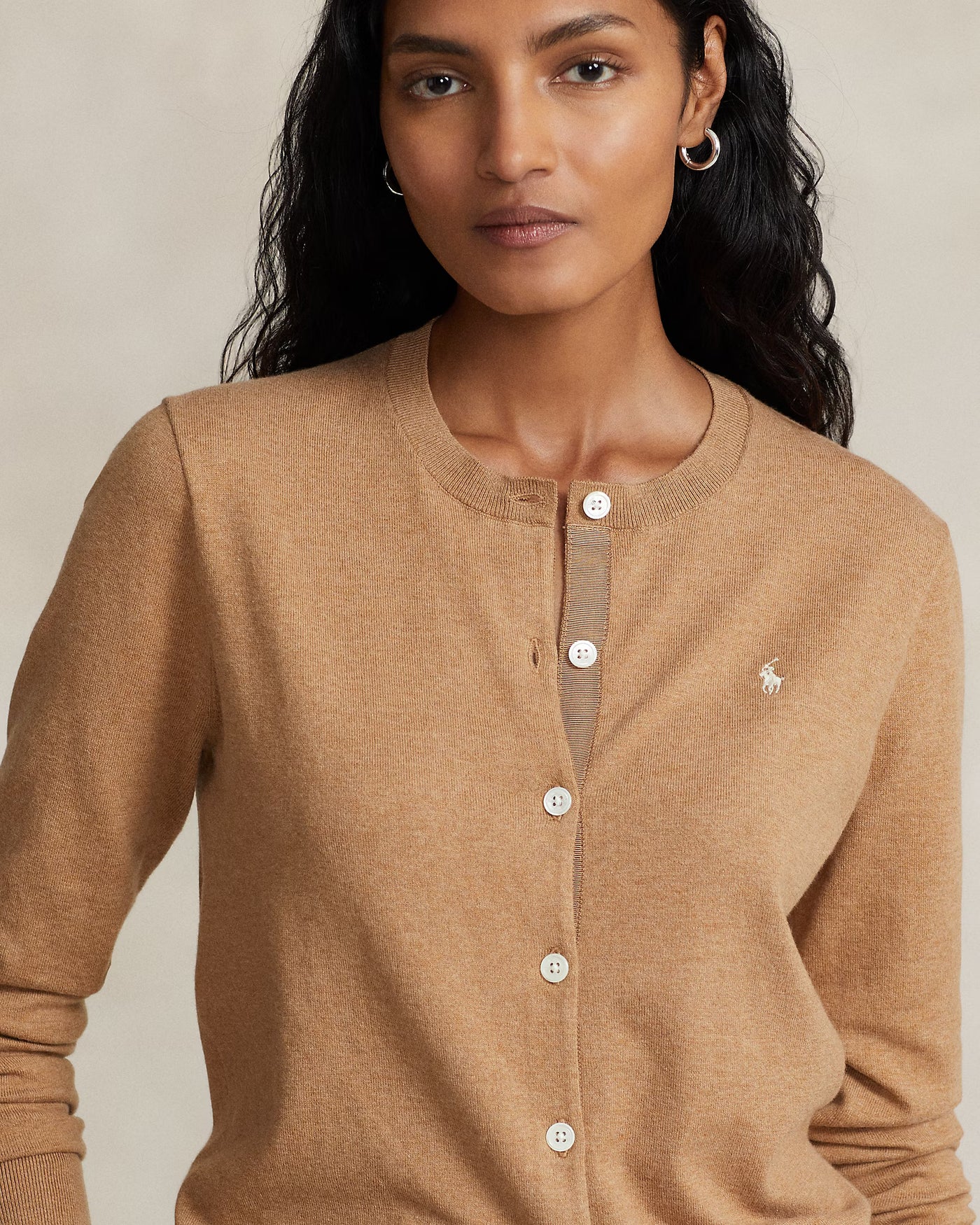 Ralph Lauren Cotton-Blend Cardigan | Camel Melange