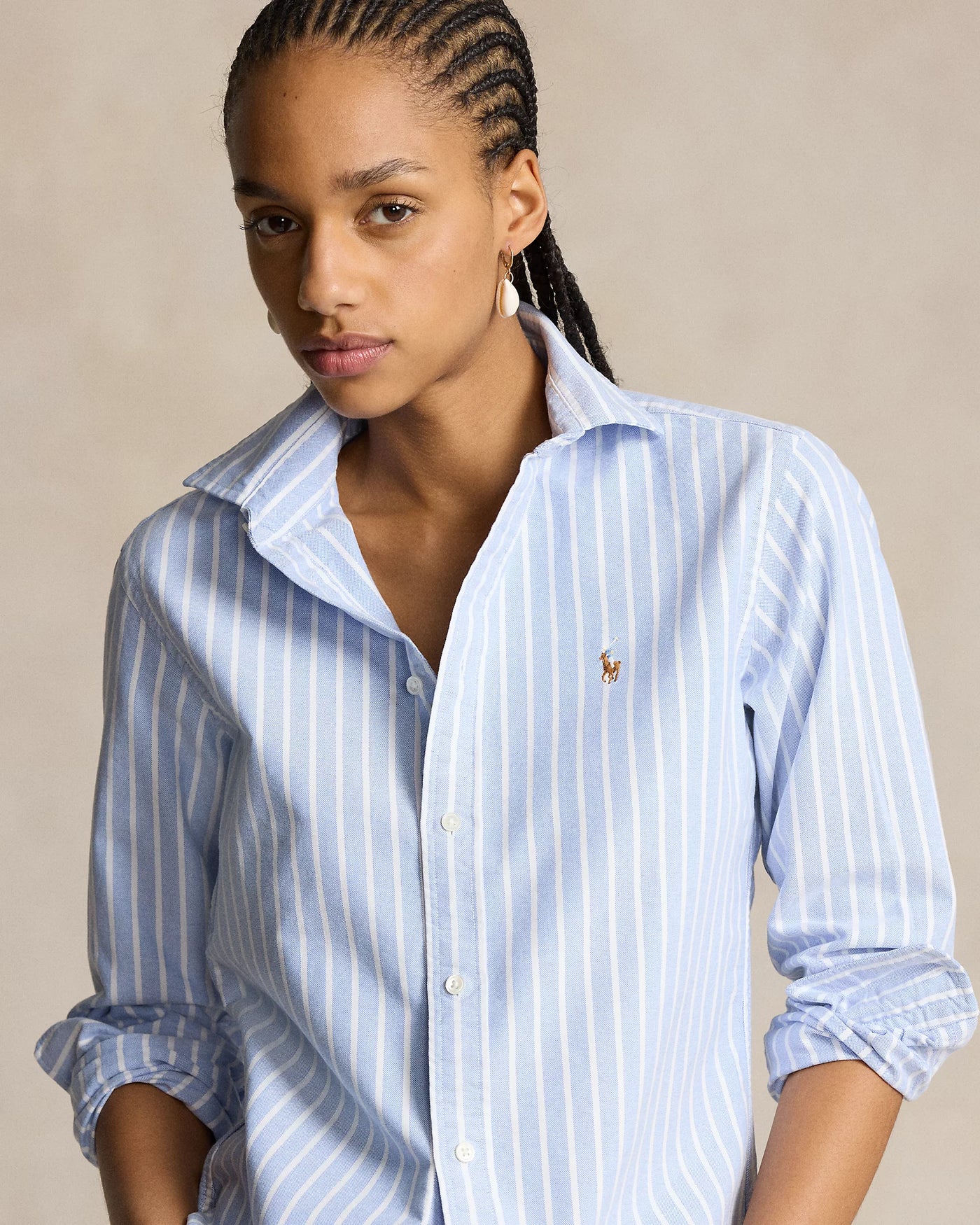 Ralph Lauren Slim Fit Striped Oxford Shirt | Blue/White