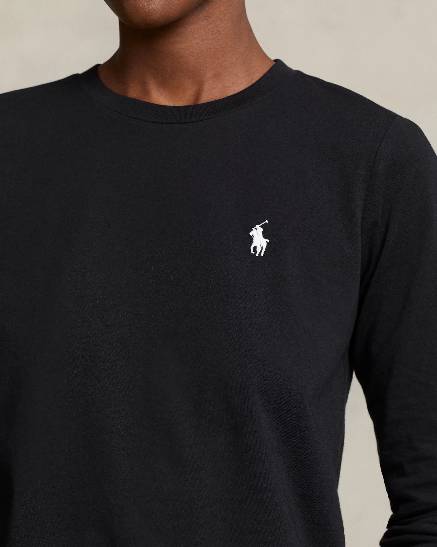 Ralph Lauren Long-Sleeve Jersey Crewneck T-Shirt | Black