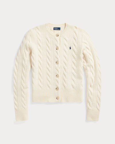 Ralph Lauren Cable-Knit Wool-Cashmere Cardigan | Authentic Cream