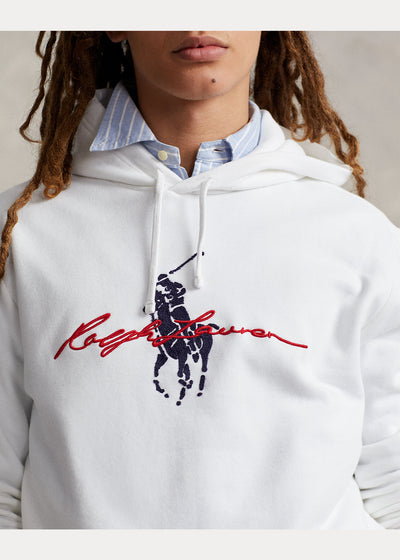 Ralph Lauren Big Pony Logo Fleece Hoodie | White