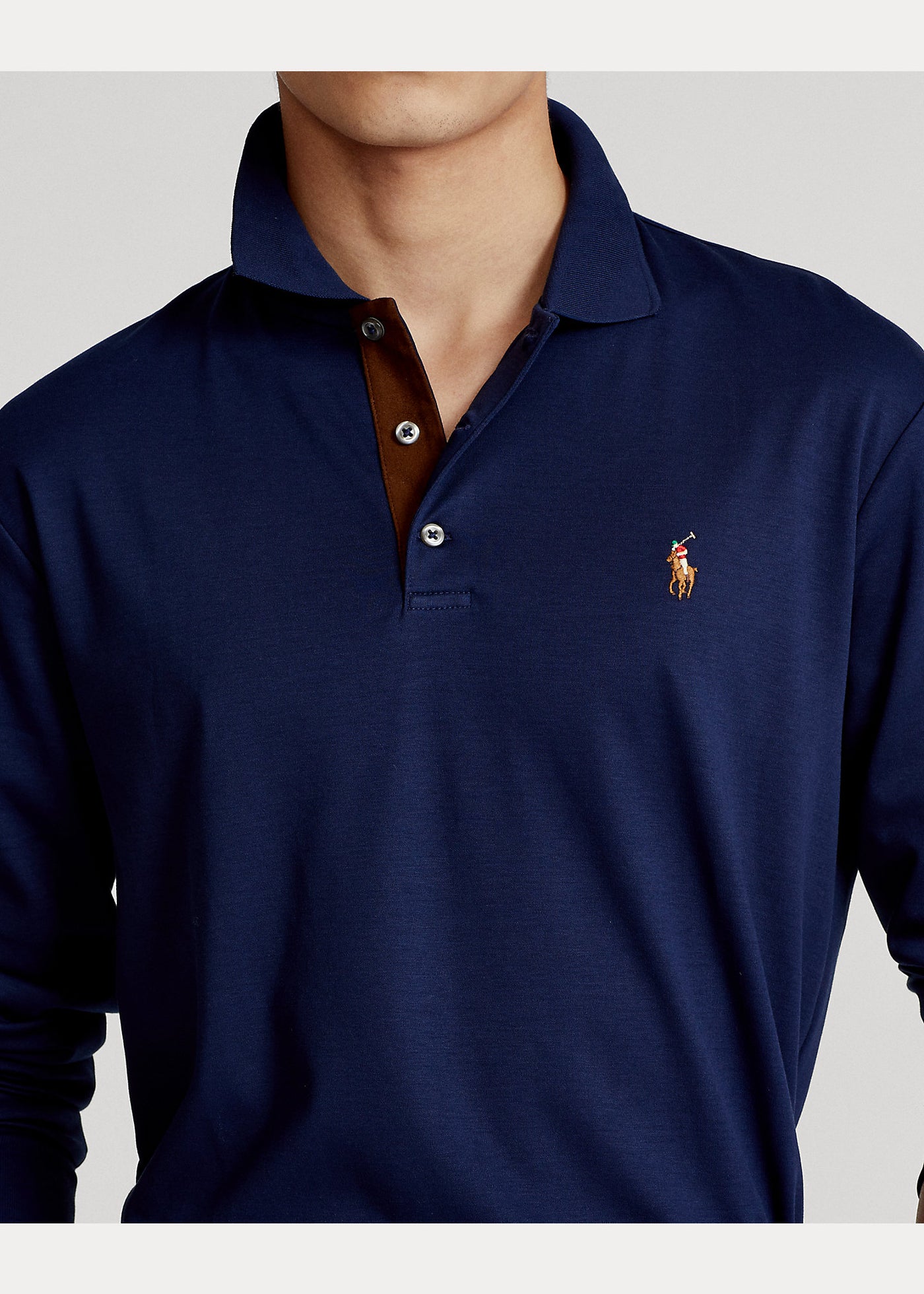 Ralph Lauren Soft Cotton Interlock Custom Slim Fit Polo Shirt | Refined Navy