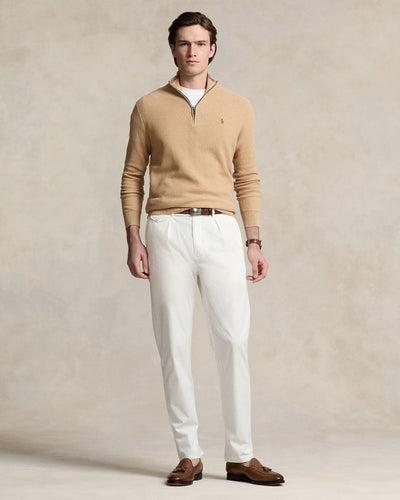 Ralph Lauren Mesh-Knit Cotton Quarter-Zip Jumper | Camel