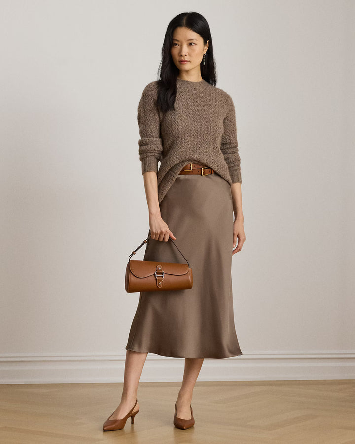 Lauren Ralph Lauren Satin Charmeuse Midi Skirt | Taupe Brown