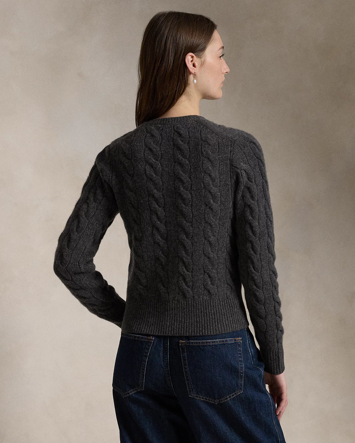 Ralph Lauren Cable-Knit Wool-Cashmere Cardigan | Grey