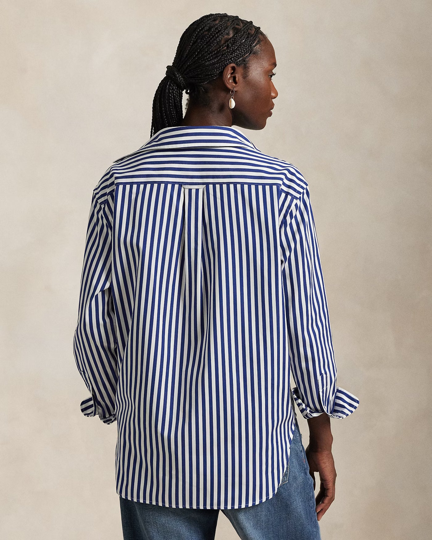 Ralph Lauren Oversize Fit Striped Cotton Shirt | Royal/White