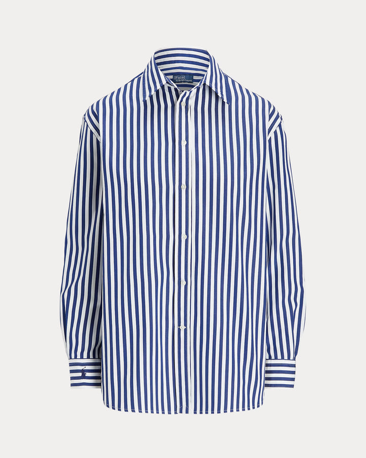 Ralph Lauren Oversize Fit Striped Cotton Shirt | Royal/White