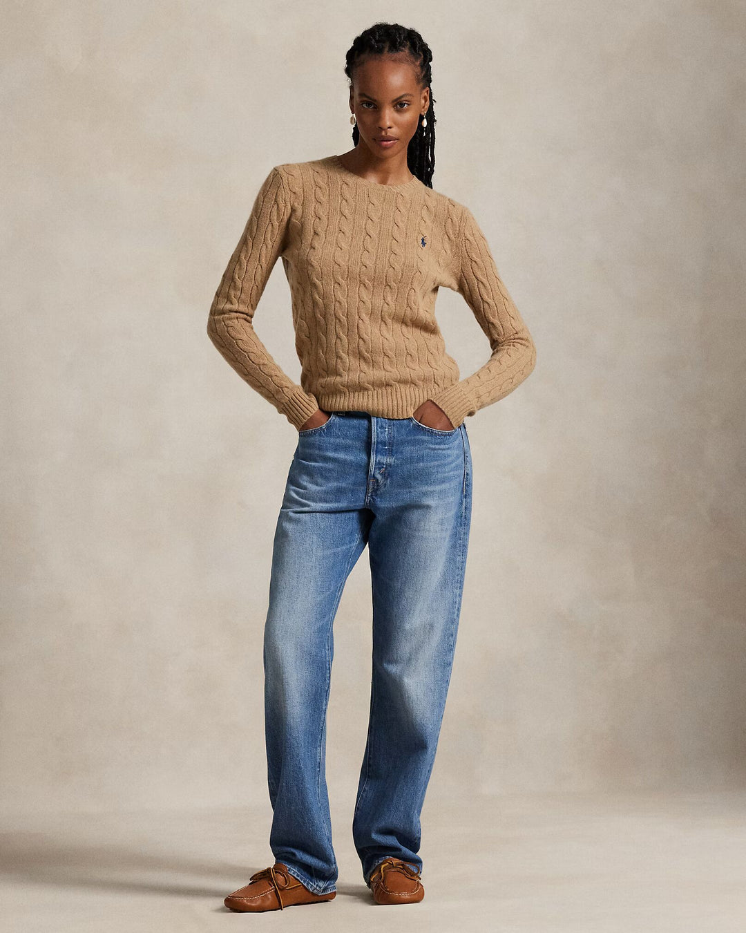 Ralph Lauren Cable Wool-Cashmere Crewneck Jumper | Camel