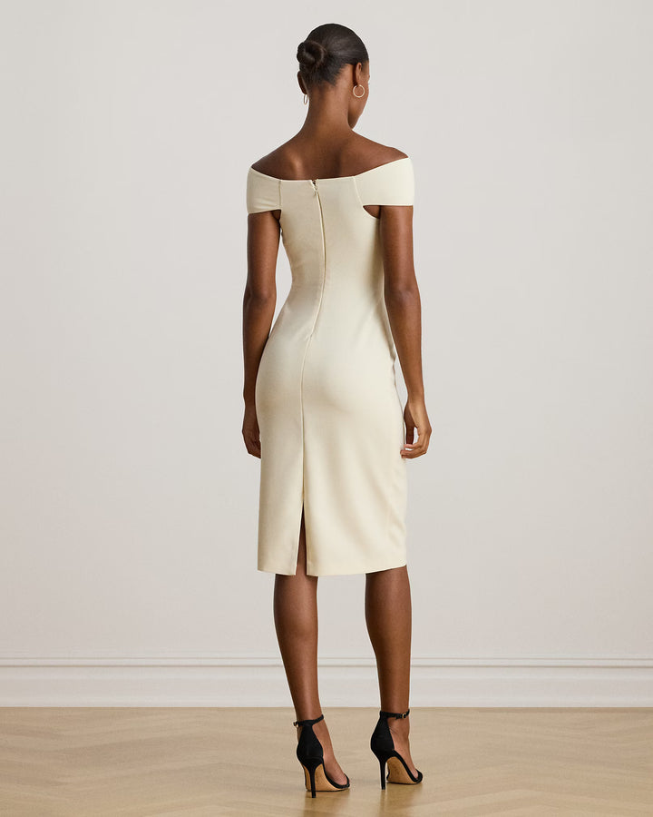 Lauren Ralph Lauren Twist-Front Crepe Cocktail Dress | Cream