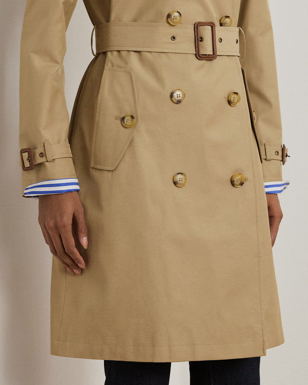 Lauren Ralph Lauren Double-Breasted Cotton-Blend Trench Coat | Birch Tan