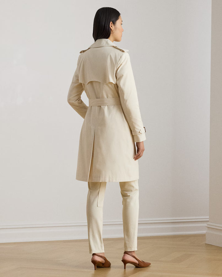 Lauren Ralph Lauren Double-Breasted Cotton-Blend Trench Coat | Cream
