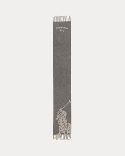 Ralph Lauren Big Pony Wool-Blend Scarf | Med Grey/Light Grey